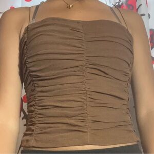 Fashion nova brown spaghetti strap crop top